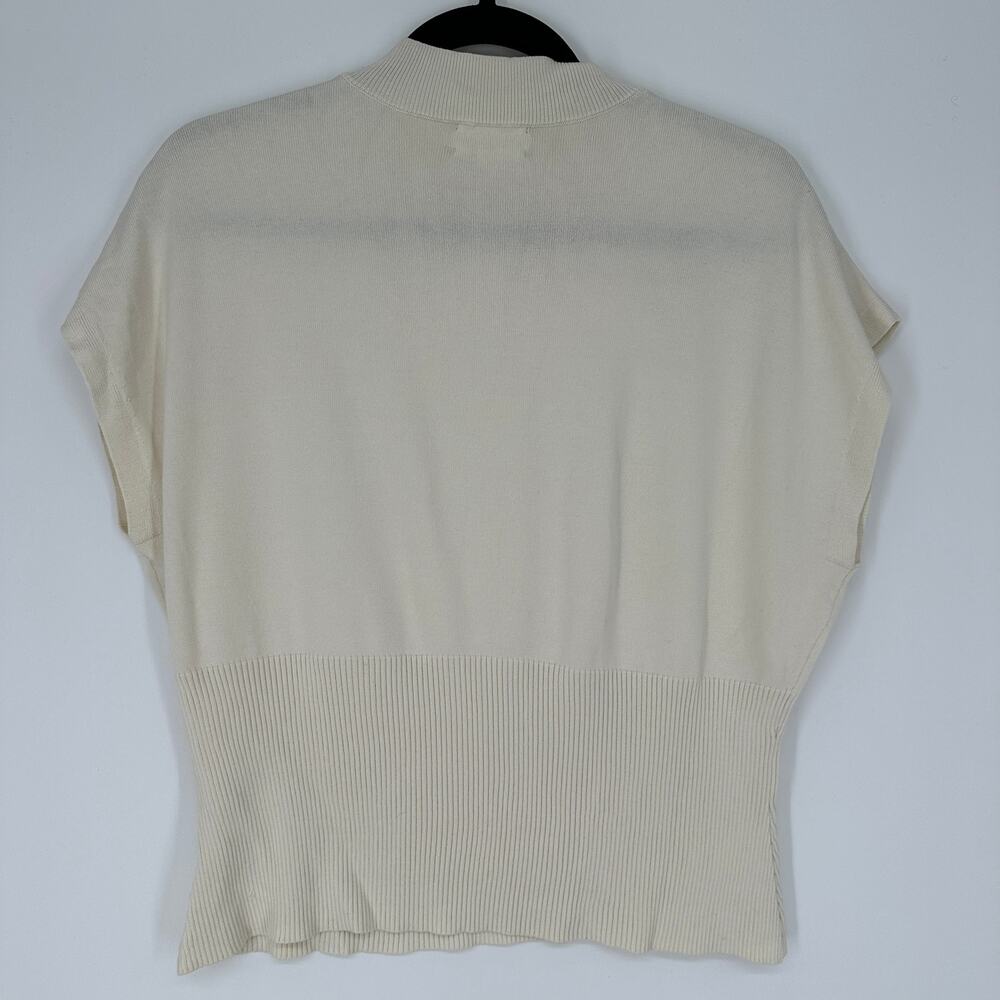 Open Edit Mock Neck Dolman Cap Sleeve Ivory Ribbed Blouse Womens Large - Picture 3 of 6